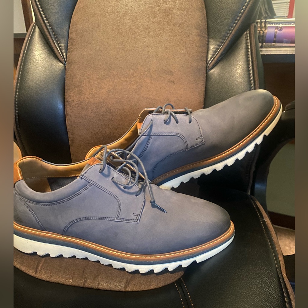 Men’s Size 11w Johnston And Murphy Braydon Navy Oiled Nubuck Shoes, Wore Once